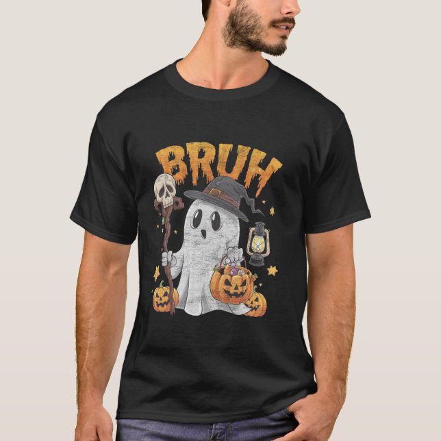 T-shirt Bruh Halloween mignon Fantôme Trace Ou Traiter Can (Devant)