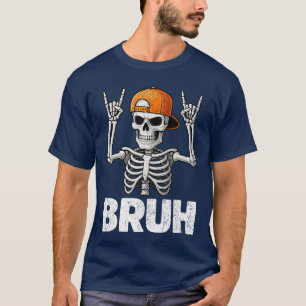 T-shirt Bruh Halloween Squelette Rock On pour Hommes Garço