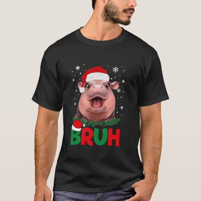 T-shirt Bruh meme Moo Deng Santa Hat Bruh Christmas Moo De (Devant)