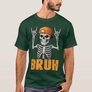 T-shirt Bruh Punk Rock Squelette Rockeur Cool Halloween Ho