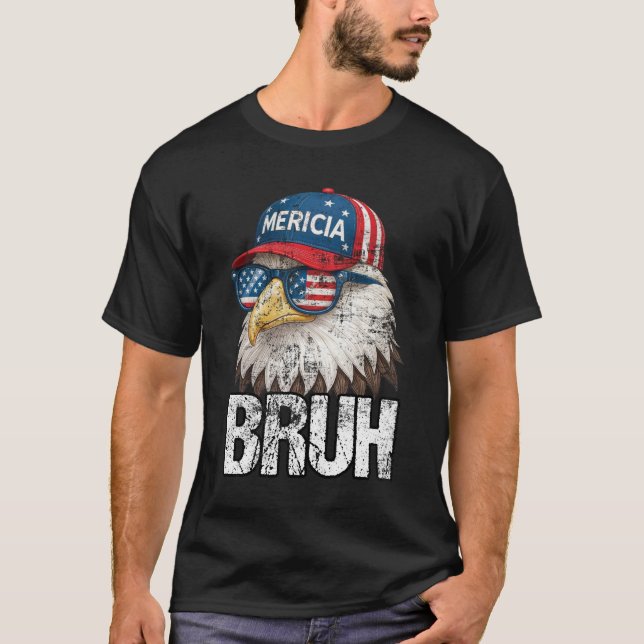 T-shirt Bruh Quatrième 4 juillet Aigle patriotique américa (Devant)