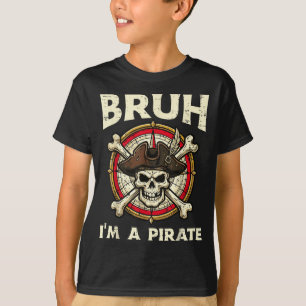 T-shirt Bruh un crâne de pirate humour drôle d'Halloween h