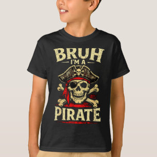 T-shirt Bruh un pirate crâne cache-œil os croisés chapeau