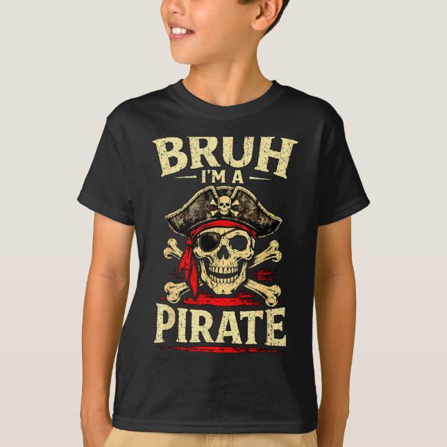 T-shirt Bruh un pirate crâne cache-œil os croisés chapeau (Devant)