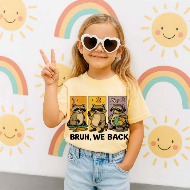 T-shirt Bruh We Back Raccoon | École Amoureux des animaux  (kindergarten rocks

1st grade crew

2nd grade squad

third grade ready

fourth grade rules

fifth gr)
