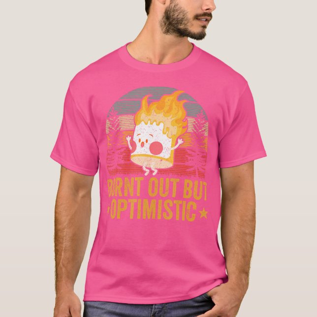 T-shirt Brûlé Mais Optimiste Camper Marshmallow Camp (Devant)