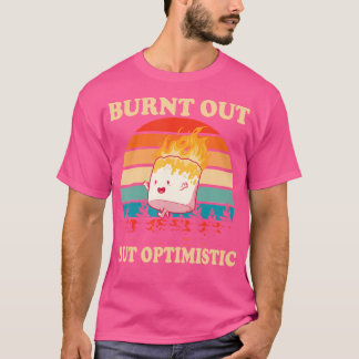 T-shirt Brûlé Mais Optimiste Marshmallow Retro Sunset
