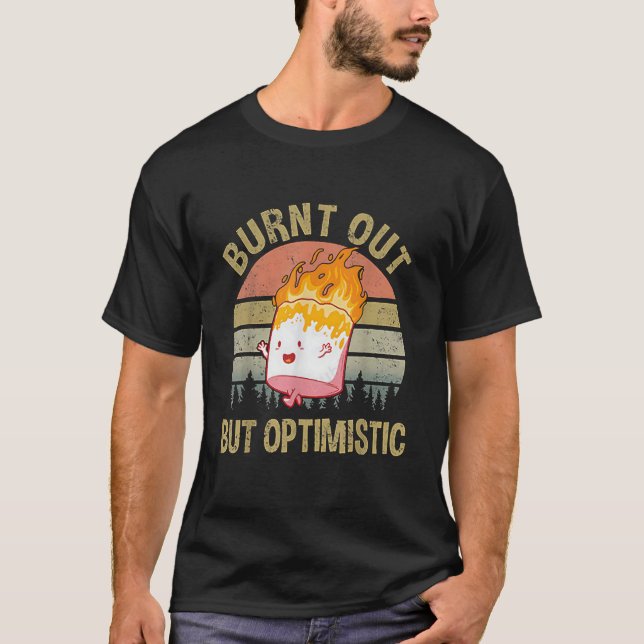 T-shirt Brûlé Mais Optimiste Retro Vintage Sunset (Devant)