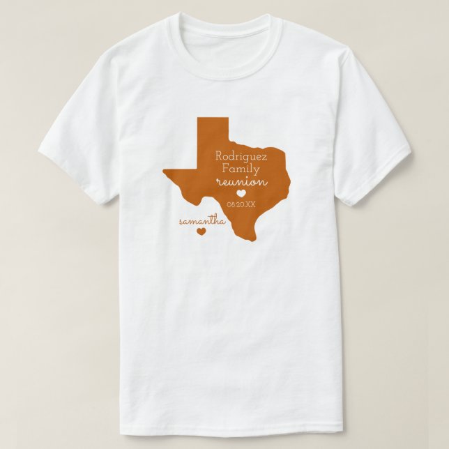 T-shirt Brûlé Orange État du Texas Réunion familiale (Design devant)