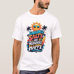 T-shirt Brûlé, Salé et Heureux – Vibes Rétro de Plage