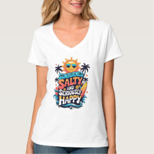 T-shirt Brûlé, Salé et Heureux – Vibes Rétro de Plage