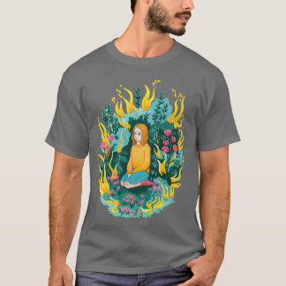 T-shirt Brûler ça Gouache en bas Illustration d'une fille
