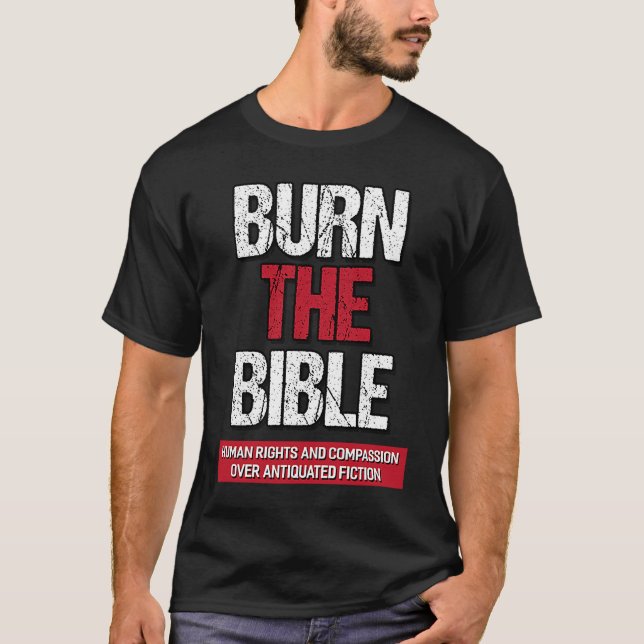 T-shirt Brûler La Bible Athiest déclaration agnostique (Devant)