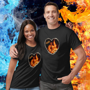 T-shirt Brûler le coeur sur les flammes photographiques