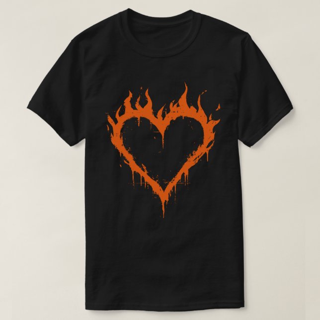 T-shirt Brûler le feu de coeur Grunge Y2K (Design devant)