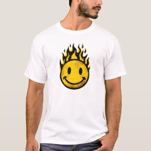T-shirt Brûler Smiley - Grunge Visage de flamme esthétique