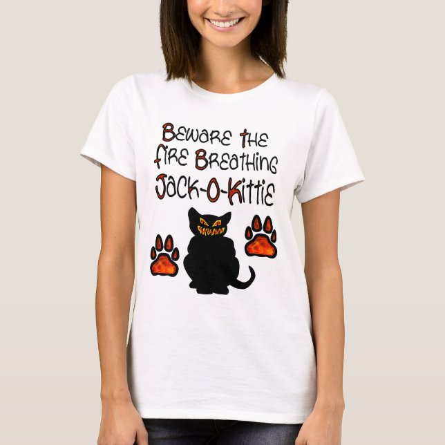 T-shirt Brûlure de feu Jack-O-Kittie (Devant)