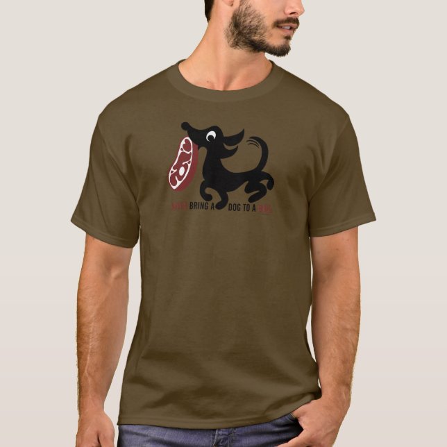 T-shirt Brun de BBQ T de chien (Devant)