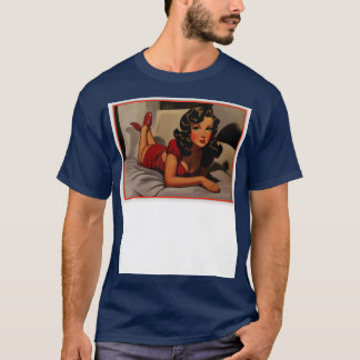 T-shirt Brunette Pinup Girl en rouge