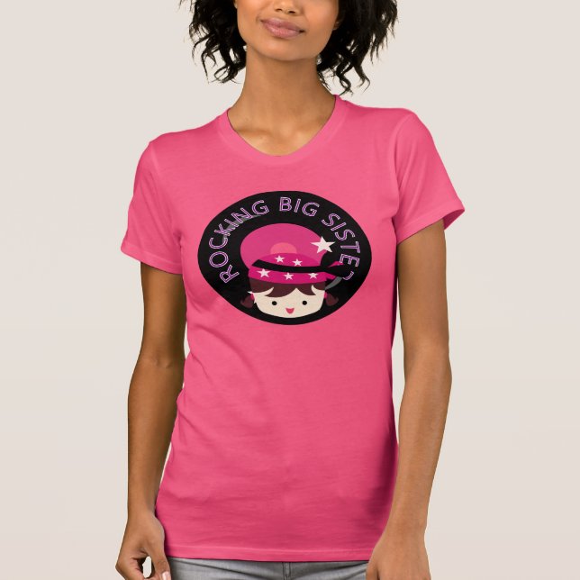 T-shirt Brunette Rocking Big Sister (Devant)