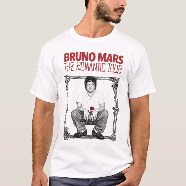 T-shirt Bruno Mars 2026 The Romantic Tour Rose (Devant)