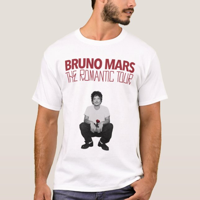 T-shirt Bruno Mars The Romantic Tour 2026 Rose (Devant)