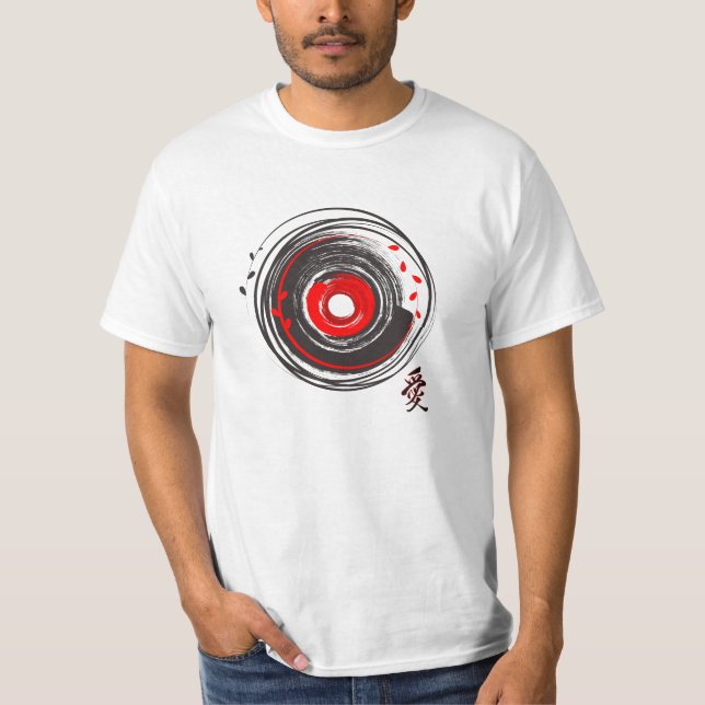 T-shirt Brush Peint Vinyl Record Avec Le Mot Amour (Devant)