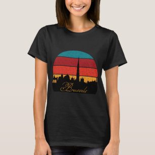 T-shirt Brussels Atomium Rétro Coucher de Soleil Voyage