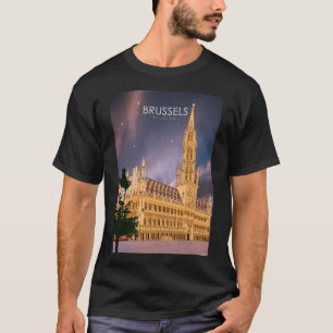 T-shirt Brussels Belgique Vintage Minimal Retro Travel Pos