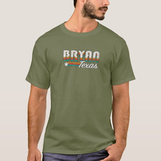 T-shirt BRYAN TX / Bryan Texas Retro Rainbow Design (Devant)