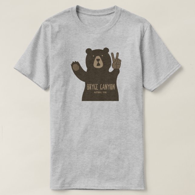 T-shirt Bryce Canyon Parc National Peace Bear (Design devant)