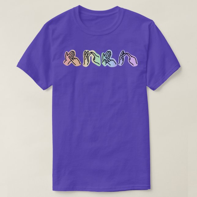 T-shirt BSL British Sign Language rainbow LOVE (Design devant)