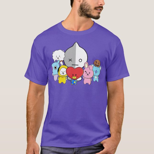 T-SHIRT BT21 TOUS LES CARACTÈRES ARMÉE (Devant)