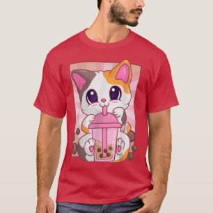 T-shirt Bubble Boba Tea Girls Femmes, Anime Kawaii Maneki