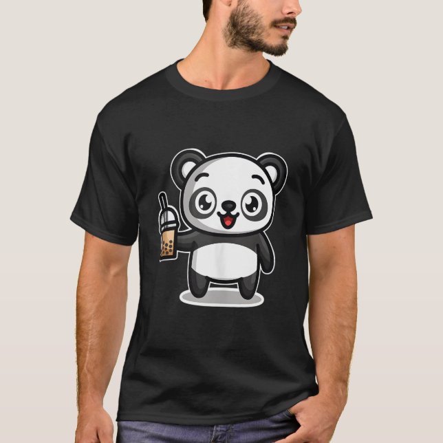 T-shirt Bubble Boba Tea Kawaii Panda Bear (Devant)