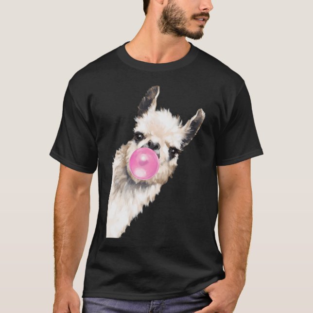 T-shirt Bubble Gum Sneaky Llama En Bleu (Devant)