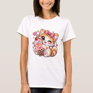T-shirt Bubble Tea Chat Mignon Kawaii