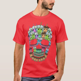 T-shirt Bubble Tea Crâne Chemise Hommes Boba Tea Cadeau Fe