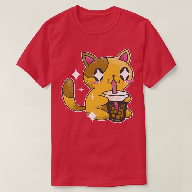 T-shirt Bubble Tea Kitty Kawaii Boba Tea Cat 471 (Design devant)