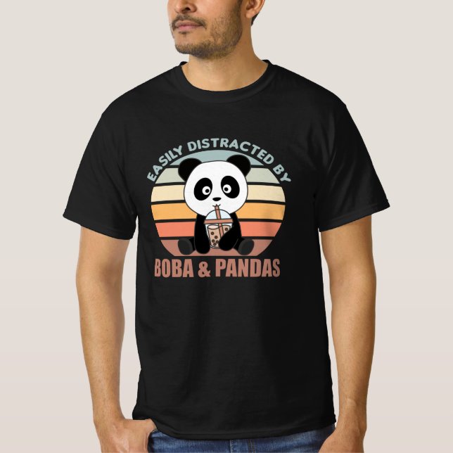 T-shirt Bubble Tea Panda Chocolate Sweet Animals Boba (Devant)
