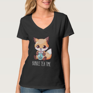T-shirt Bubble Tea Time - Cute Fox Boire Boba Tea