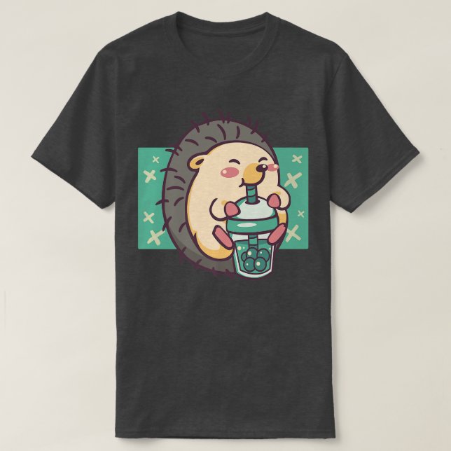 T-shirt Bubble Thé Hérisson Drôle Boba Thé 450 (Design devant)