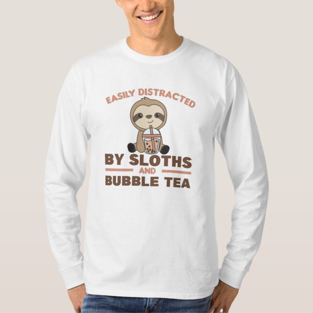 T-shirt Bubble Thé Sloth Chocolat Animaux mignons Boba (Devant)