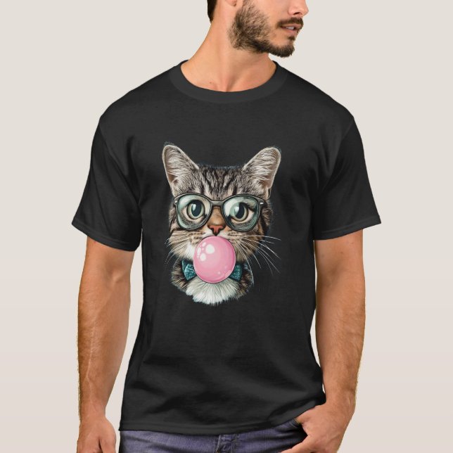 T-shirt Bubblegum lunettes de chat drôle (Devant)