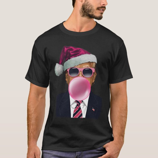 T-shirt Bubblegum Trump souffler bulle gomme Noël rose (Devant)