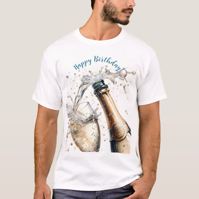 T-shirt Bubbly champagne Joyeux anniversaire (Devant)
