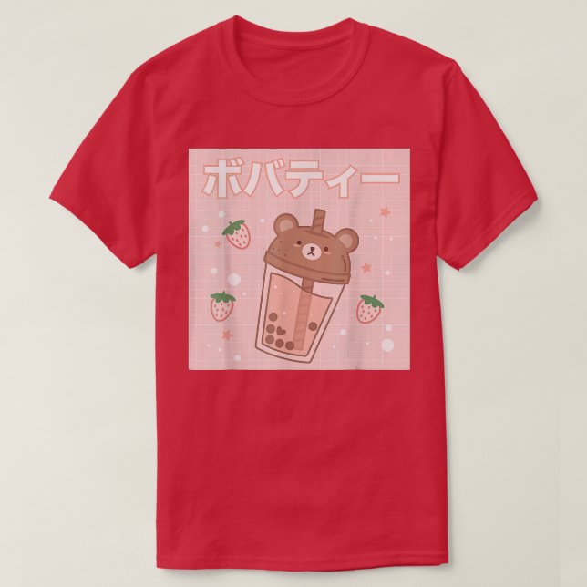T-shirt Buble Lait Thé Boba Cute Bear Kawaii (Design devant)