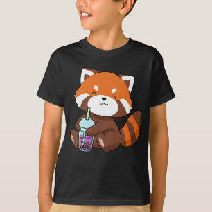 T-shirt Buble Tea Gift Girl Red Panda Boba Tea Bubble Tea