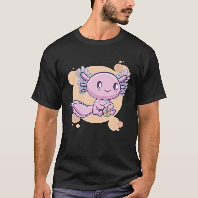 T-shirt Buble Thé Axolotl Boba Milk Kawaii Anime Pastel G (Devant)