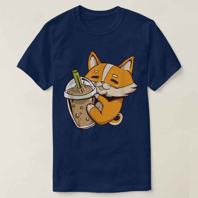 T-shirt Buble Thé Corgi Chien Boba (Design devant)